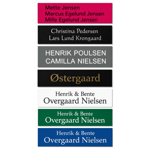 Farvet postkasse- og d�rskilt � 7 farvekombinationer