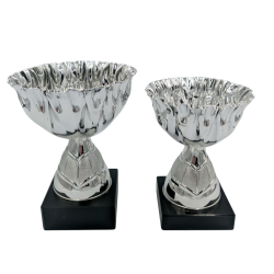 Slv pokal med blgekant 14cm eller 16cm