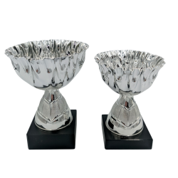 Slv pokal med blgekant 14cm eller 16cm