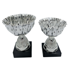 Slv pokal med blgekant 14cm eller 16cm