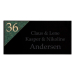 Moderne sort navneskilt med husnummer og farvet trekant � 100x200 mm