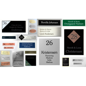 Dørskilte og postkasse skilte