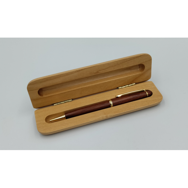 Enkelt kuglepen i rosentr med ske i massiv ahorn tr