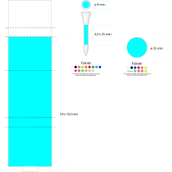 Golf tee 55 mm med papomslag 54x162 mm med tryk