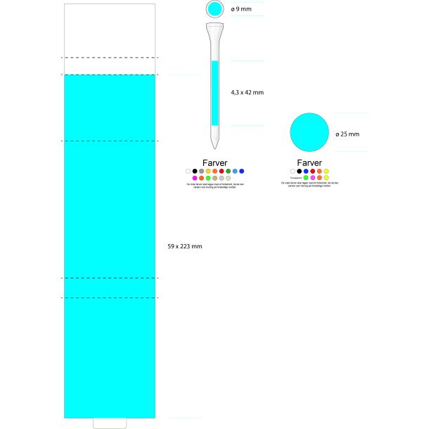 Golf tee 82 mm med papomslag 59x223 mm med tryk
