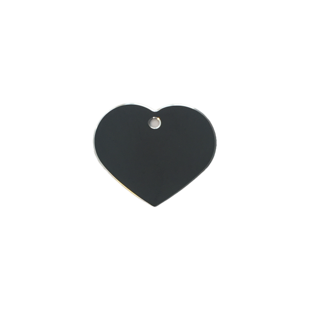 Hundetegn, Hjerte med relief kant, 32x38mm Sort