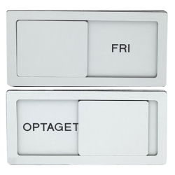 M�deskilt Optaget/Fri med skyder, 50mm x 100 mm