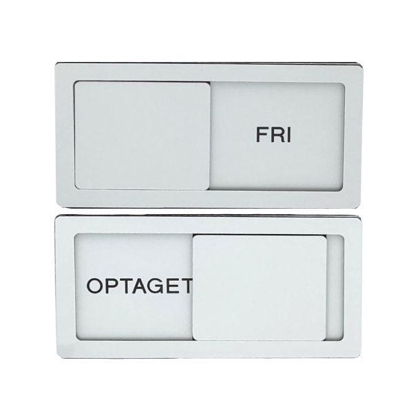 Mdeskilt Optaget/Fri med skyder, 50mm x 100 mm