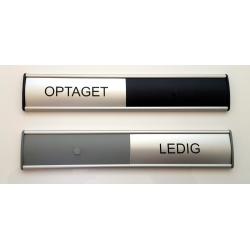 Alu-Sign Optaget-Ledig M�deskilt, 40 mm x 215 mm