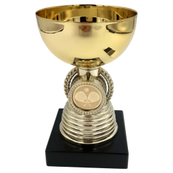 Mini Padel Pokal 13,5 cm  Guld med Marmor Sokkel