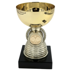 Mini Padel Pokal 13,5 cm  Guld med Marmor Sokkel