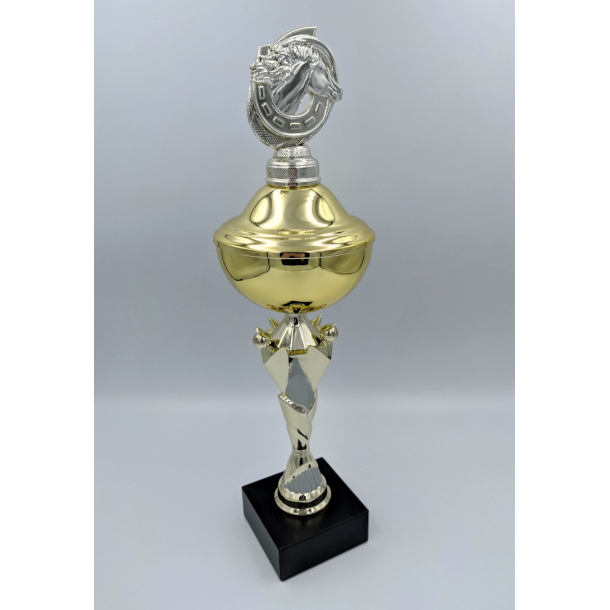 Heste Trof med guldskl og hestemotiv, 36,5 cm