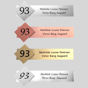 Husskilt med graveret husnummer i aluminium, st�l, messing og kobber look