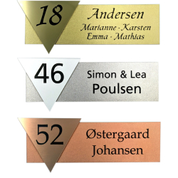 Skilte i sandblst metal look - med husnummer