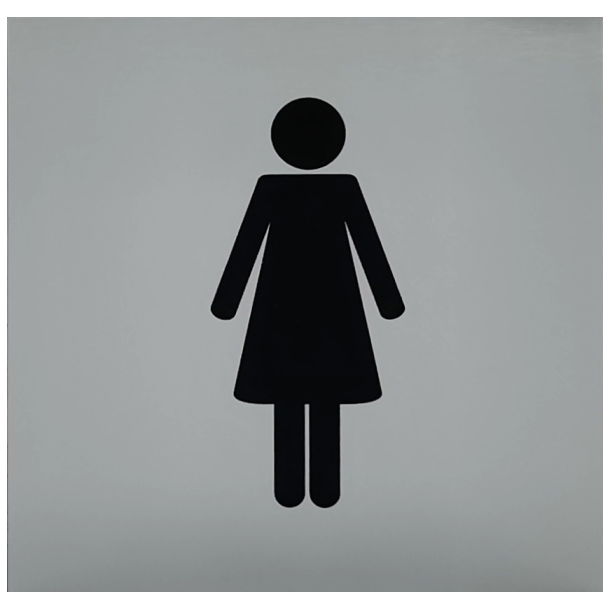 Firkantet toiletskilt med piktogram Dame