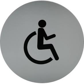 Rundt toiletskilt med piktogram