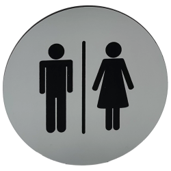 Rundt toiletskilt med piktogram