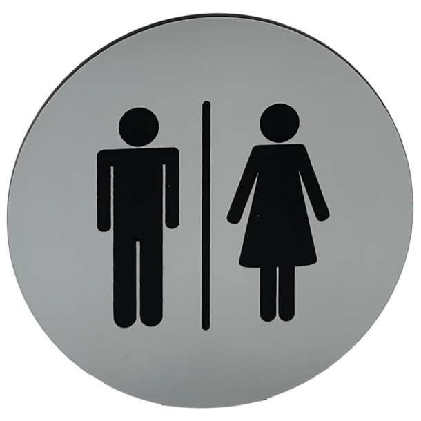 Rundt toiletskilt med piktogram Mand | Dame