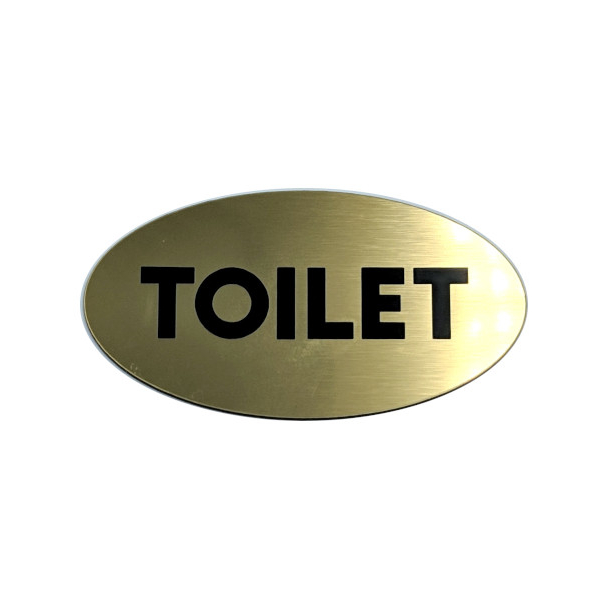 Toilet skilt oval  - 2 strrelser Messing look med sort tekst