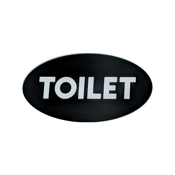 Toilet skilt oval  - 2 strrelser Sort med hvid tekst