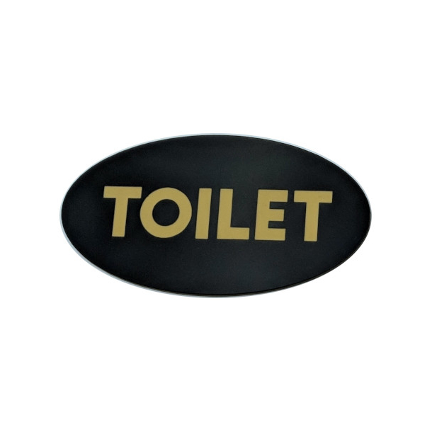 Toilet skilt oval  - 2 strrelser Sort med mat guld tekst