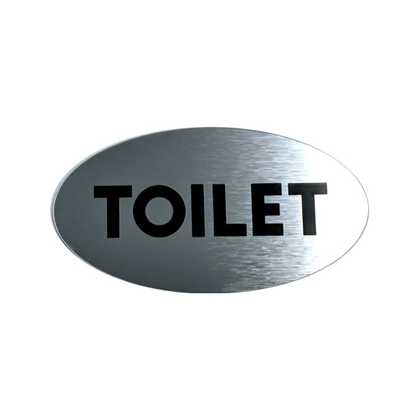 Toilet skilt oval  - 2 strrelser Stl look med sort tekst